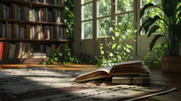 realistic highresolution photo of library with detailed background