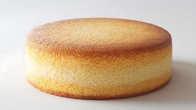 Photo realistic homemade sponge cake on white background