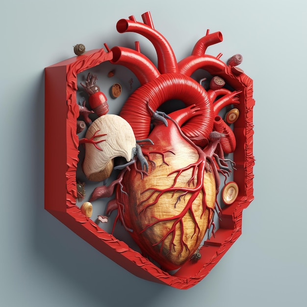 Realistic Human Heart 3D Illustration Abstract art