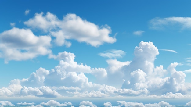 Realistic And Hyperdetailed Ocean Of Blue Sky With Clouds