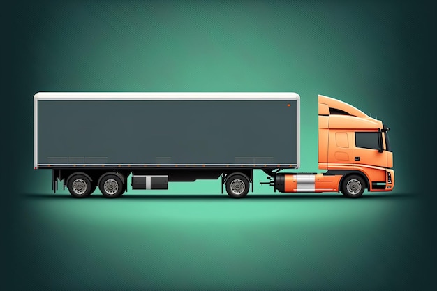 Realistic illustration of a cargo semi truck pulling a trailer