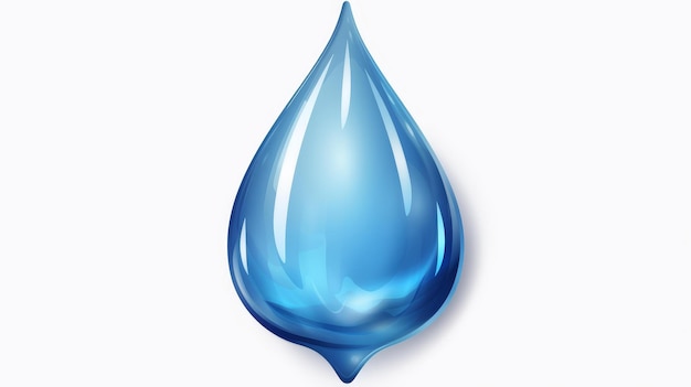 A realistic illustration of a clear water drop in a grey color shiny