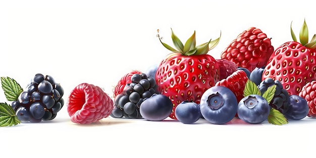 Realistic Illustration of Fresh Berries on White Background