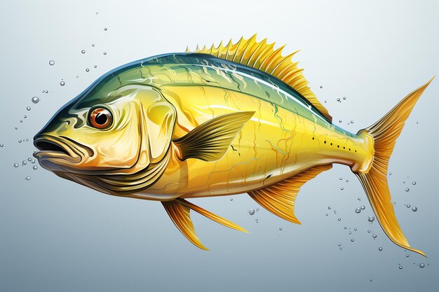 Realistic Illustration of a MahiMahi Fish on a White Background