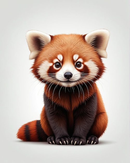 Realistic illustration of a red panda sitting down