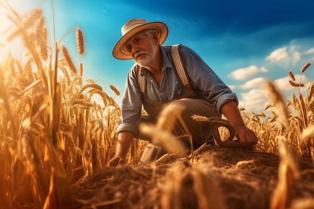 A realistic image of a farmer working in a field