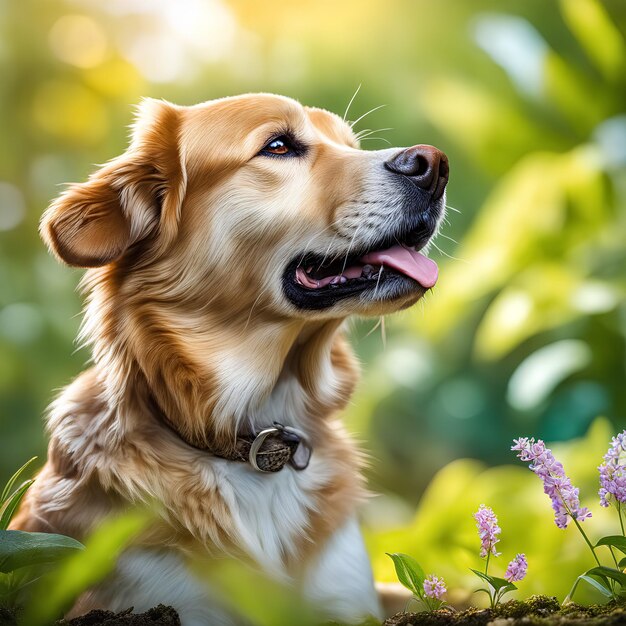 realistic image friendly dog nature background Generated by AI tools