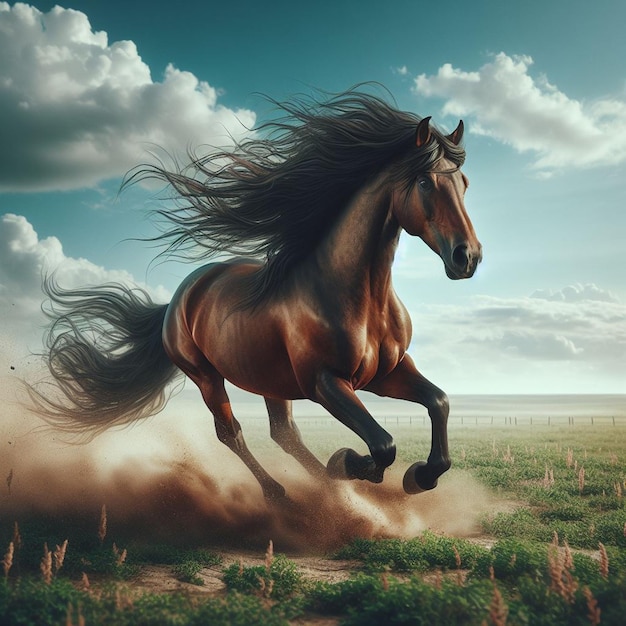 a realistic image of a galloping horse