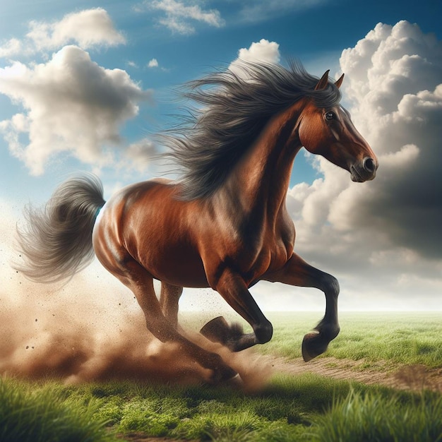 a realistic image of a galloping horse