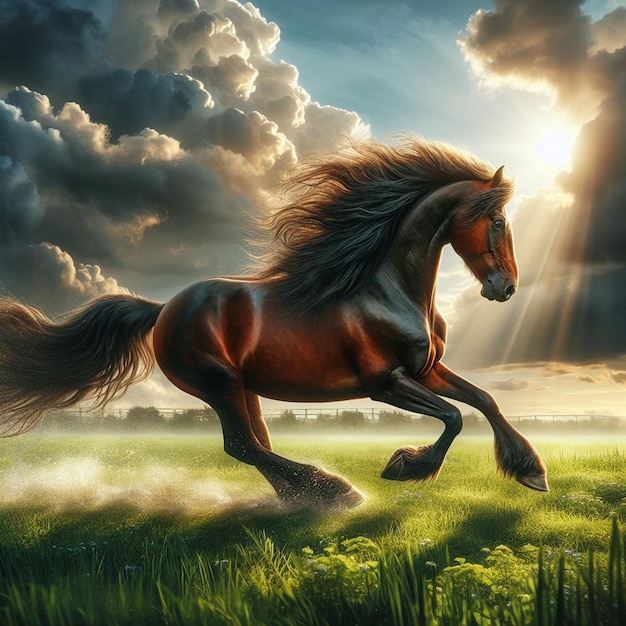 a realistic image of a galloping horse