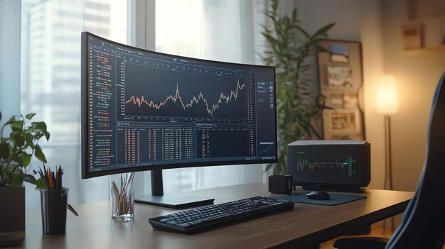 Photo realistic image of an investor computer screen showing an index fund tracker with the sp 500 graph