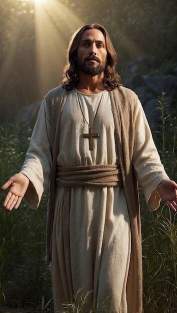 Realistic Image Of Jesus Christ With Gentle Eyes And Serene Expression