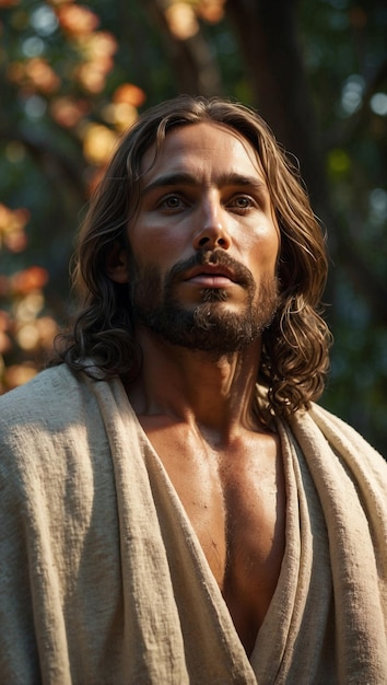 Realistic Image Of Jesus Christ With Gentle Eyes And Serene Expression