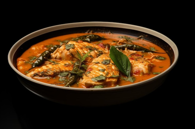 Realistic image of kerala style fish curry in a bowl