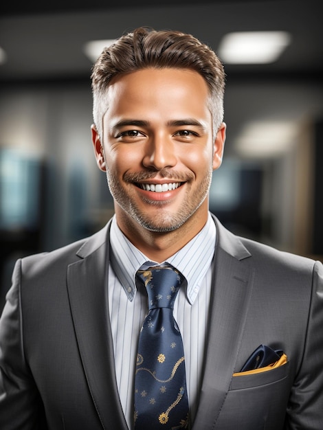 A Realistic image of a smiling business man