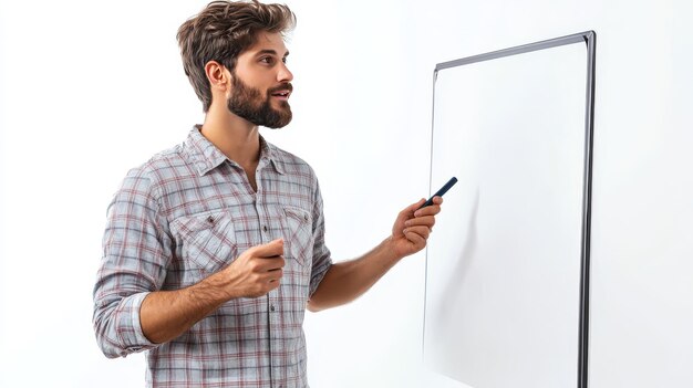 Realistic Image of Teacher Explaining on Whiteboard in 8K