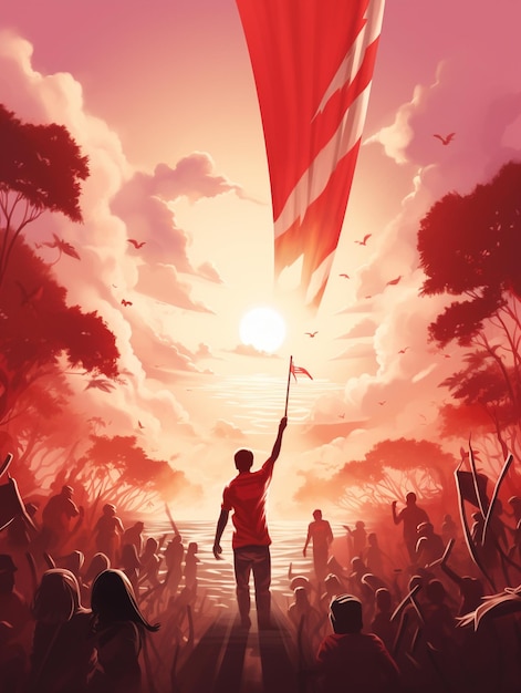 Realistic indonesia independence day illustration