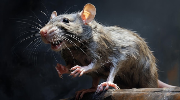 Realistic And Intense Rat Renderings On Dark Background