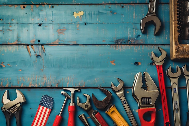 Photo realistic labor day with american flag