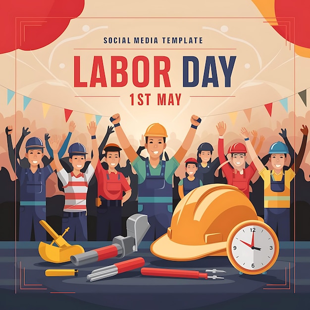 Realistic labour day illustration