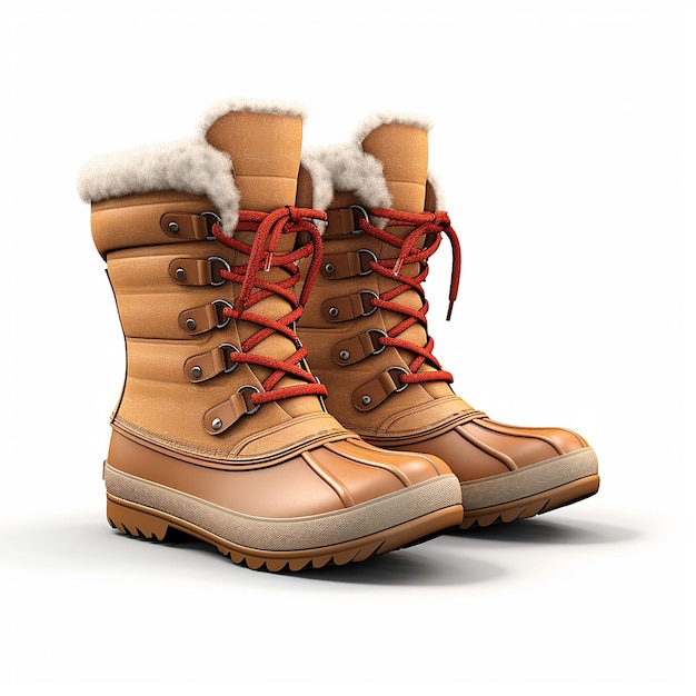 Realistic ladies winter boots on white background