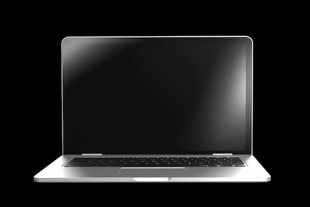 Realistic laptop on black background Generate Ai