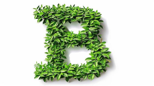 Photo a realistic large letter b number fill from small leaves