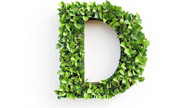 Photo a realistic large letter d number fill from small leaves