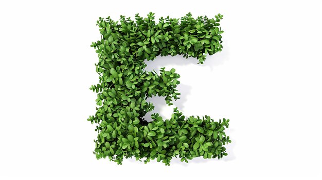 Photo a realistic large letter e number fill from small leaves