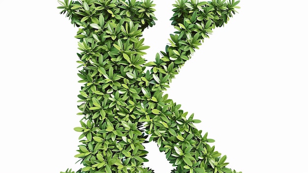 Photo a realistic large letter k fill from small leaves