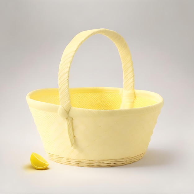 Realistic Light Yellow Basket Design Soft Light Yellow Background in 8K