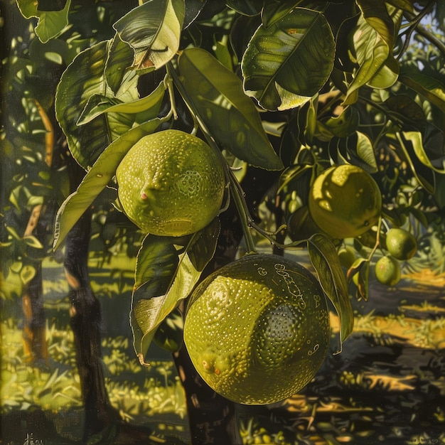 Photo realistic lime tree with central vibrant lime