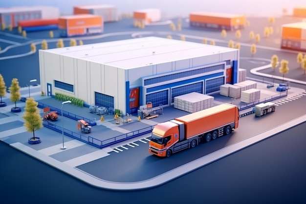 Realistic Logistic Business Transport Warehouse Generative AI