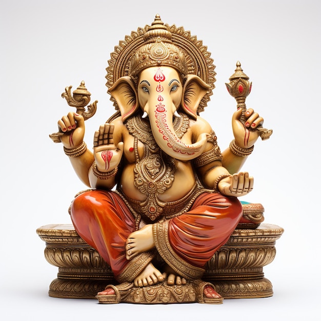 realistic Lord ganesha isolated with white background