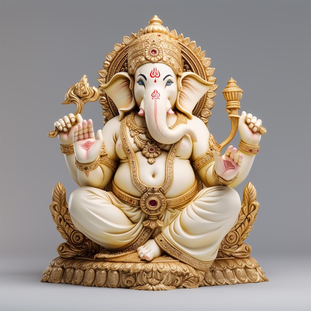 realistic Lord ganesha isolated with white background