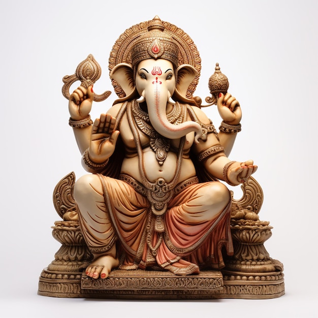 realistic Lord ganesha isolated with white background