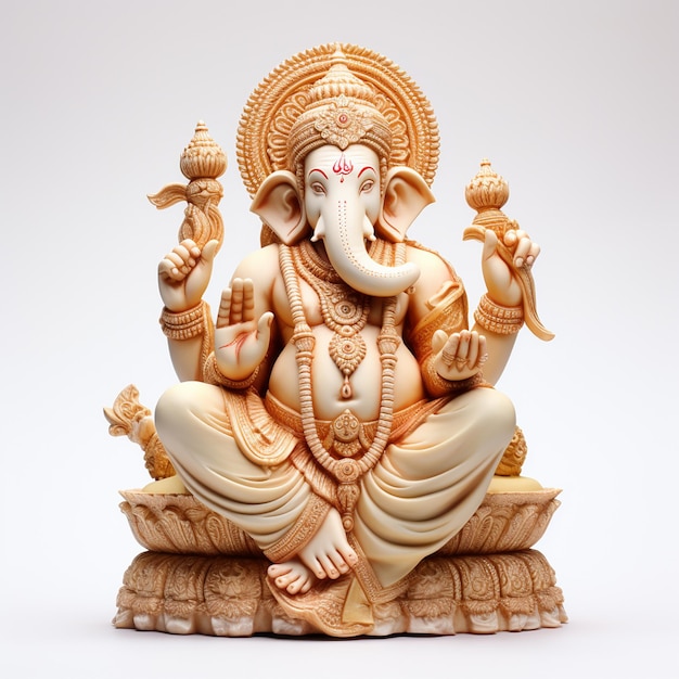 realistic Lord ganesha isolated with white background