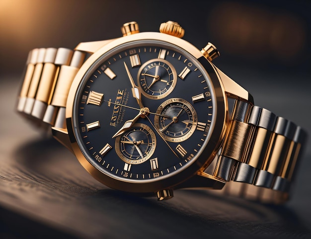 Realistic luxury gold watch for men