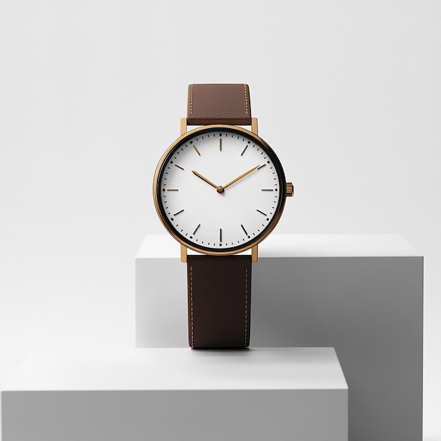 Photo realistic luxury minimalist elegant modern smartwatch mockup with customizable design and isolated background