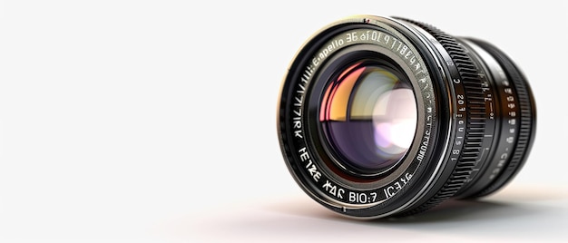 Realistic macro camera optical lens full frame white background Generate AI