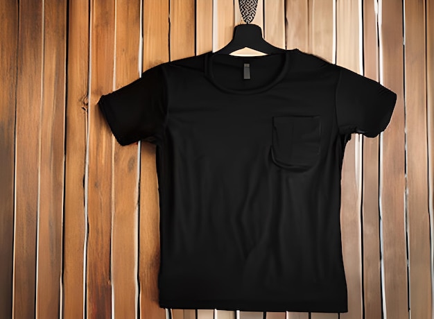 Realistic male black tshirts with copy space front and back view created with photo AI Generated