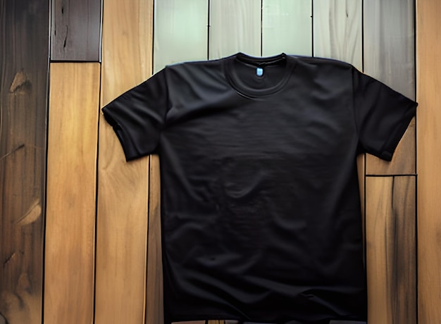 Realistic male black tshirts with copy space front and back view created with photo AI Generated