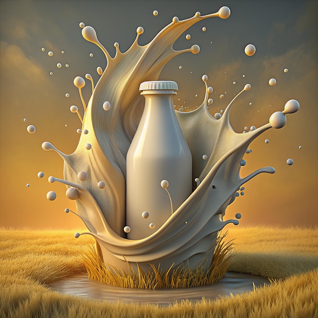 Photo realistic milk splash collection on colorful backgrounds