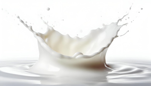 Realistic milk splash with flying drops