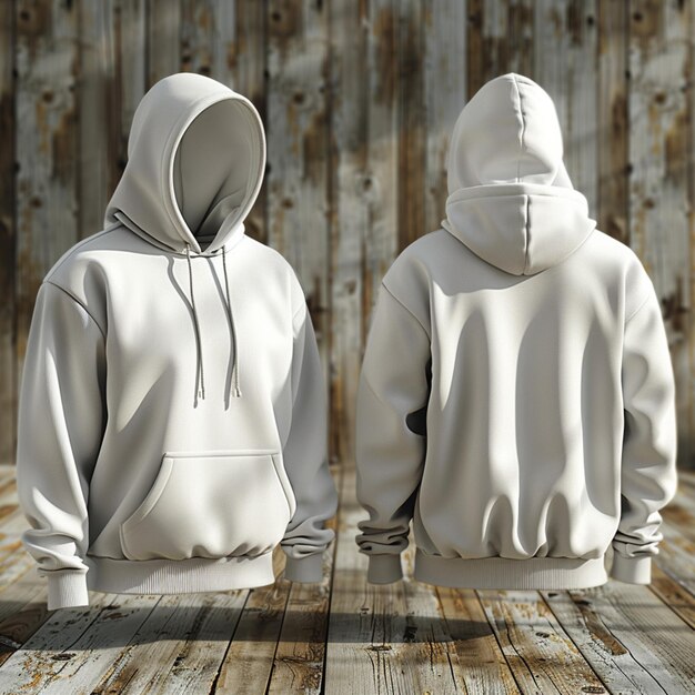 Photo realistic mockup showcasing a stylish white hoodie design