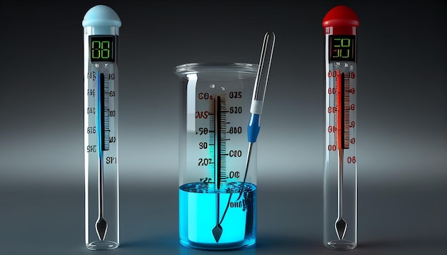 Realistic modern electronic thermometers and glass device Generative AI