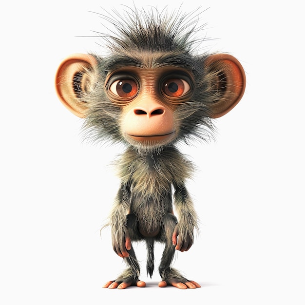 Realistic Monkey animal cartoon design 3d rendering of Monkey cartoon design character