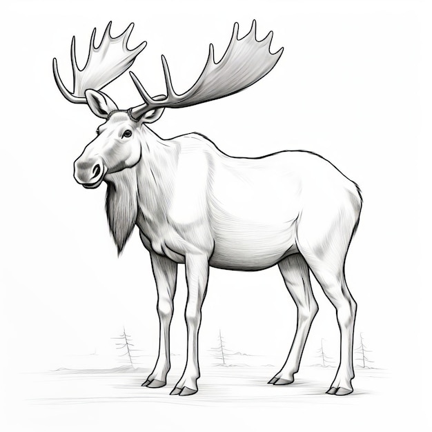 Photo realistic moose drawing with ambient occlusion style