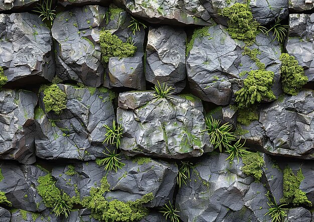 Realistic Mossy Rock Texture with Detailed Features