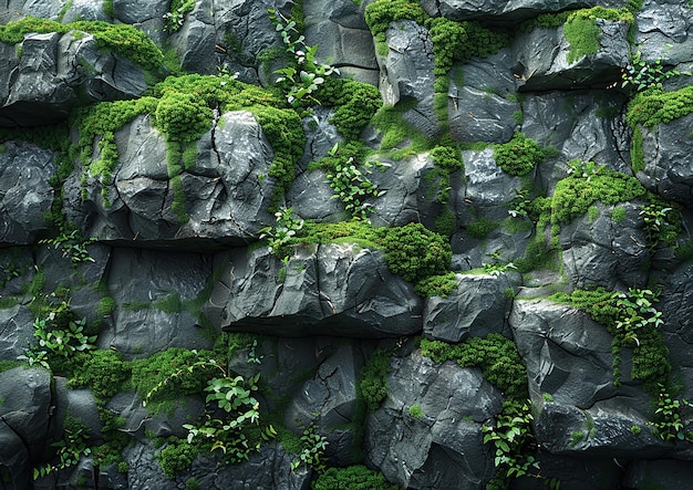 Realistic Mossy Rock Texture with Detailed Features